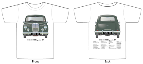 MG Magnette ZA 1953-56 T-shirt Front & Back